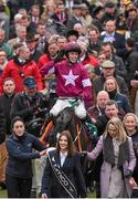 18 March 2016; Bryan Cooper celebrates winning the Timico Cheltenham Gold Cup Steeple Chase on Don Cossack. Prestbury Park, Cheltenham, Gloucestershire, England. Picture credit: Cody Glenn / SPORTSFILE