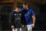 18 March 2016; Dominic Ryan, right, has a word with Luke McGrath, Leinster, during the warm-up. Guinness PRO12 Round 9 Refixture, Glasgow Warriors v Leinster. Scotstoun Stadium, Glasgow, Scotland. Picture credit: Stephen McCarthy / SPORTSFILE
