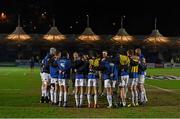 18 March 2016; The Leinster team huddle together ahead of the game. Guinness PRO12 Round 9 Refixture, Glasgow Warriors v Leinster. Scotstoun Stadium, Glasgow, Scotland. Picture credit: Stephen McCarthy / SPORTSFILE
