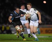18 March 2016; Cathal Marsh, Leinster, in action against James Eddie, Glasgow Warriors. Guinness PRO12 Round 9 Refixture, Glasgow Warriors v Leinster. Scotstoun Stadium, Glasgow, Scotland. Picture credit: Stephen McCarthy / SPORTSFILE