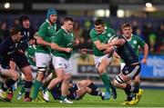 18 March 2016; Jacob Stockdale, Ireland, is tackled by Callum Hunter-Hill, Scotland. Electric Ireland U20 Six Nations Rugby Championship, Ireland v Scotland. Donnybrook Stadium, Donnybrook, Dublin. Picture credit: Ramsey Cardy / SPORTSFILE