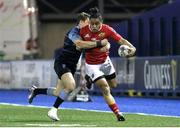 18 March 2016; Francis Saili, Munster, is tackled by Blaine Scully, Cardiff Blues. Guinness PRO12 Round 9 Refixture, Cardiff Blues v Munster, BT Sport Cardiff Arms Park, Cardiff, Wales. Picture credit: Gareth Everett / SPORTSFILE