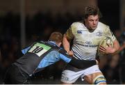 18 March 2016; Jordi Murphy, Leinster, is tackled by Rory Clegg, Glasgow Warriors. Guinness PRO12 Round 9 Refixture, Glasgow Warriors v Leinster. Scotstoun Stadium, Glasgow, Scotland. Picture credit: Stephen McCarthy / SPORTSFILE