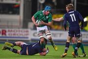 18 March 2016; Will Connors, Ireland, is tackled by Murray McCallum, Scotland. Electric Ireland U20 Six Nations Rugby Championship, Ireland v Scotland. Donnybrook Stadium, Donnybrook, Dublin. Picture credit: Ramsey Cardy / SPORTSFILE