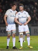 18 March 2016; Peadar Timmins is spoken to by his Leinster team-mate Ross Molony after he came on as a second half substitute. Guinness PRO12 Round 9 Refixture, Glasgow Warriors v Leinster. Scotstoun Stadium, Glasgow, Scotland. Picture credit: Stephen McCarthy / SPORTSFILE