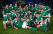 18 March 2016; The Ireland squad celebrate following their victory. Electric Ireland U20 Six Nations Rugby Championship, Ireland v Scotland. Donnybrook Stadium, Donnybrook, Dublin. Picture credit: Ramsey Cardy / SPORTSFILE