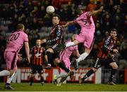 18 March 2016; Mark Quigley, Bohemians, in action against Lee Grace, Wexford Youths. SSE Airtricity League Premier Division, Bohemians v Wexford Youths. Dalymount Park, Dublin.  Picture credit: Piaras Ó Mídheach / SPORTSFILE