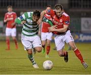 18 March 2016; Christy Fagan St Patrick's Athletic, in action against Max Blanchard, Shamrock Rovers. SSE Airtricity League Premier Division, Shamrock Rovers v St Patrick's Athletic. Tallaght Stadium, Tallaght, Dublin. Picture credit: David Maher / SPORTSFILE