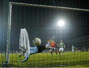 18 March 2016; Shamrock Rovers goalkeeper Barry Murphy is unable to keep out the header from St Patrick's Athletic's Christy Fagan, out of picture, for his side's second goal of the game. SSE Airtricity League Premier Division, Shamrock Rovers v St Patrick's Athletic. Tallaght Stadium, Tallaght, Dublin. Picture credit: David Maher / SPORTSFILE
