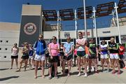 18 March 2016; Footballers, including front, from left, Fiona McHale, Mayo, Linda Wall, Waterford, Tracey Leonard, Galway, and Aine Tighe, Leitrim, outside the US Olympic Training Center, in Chula Vista, ahead of a training session for the TG4 Ladies Football All Star game. TG4 Ladies Football All-Star Tour, US Olympic Training Center, Chula Vista, California, USA. Picture credit: Brendan Moran / SPORTSFILE