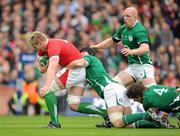13 March 2010; Bradley Davies, Wales, is tackled by Stephen Ferris, Ireland. RBS Six Nations Rugby Championship, Ireland v Wales, Croke Park, Dublin. Picture credit: Brendan Moran / SPORTSFILE