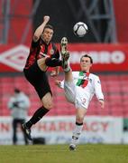 13 March 2010; Brian Shelley, Bohemians, in action against Michael Halliday, Glentoran. Setanta Cup, Bohemians v Glentoran, Dalymount Park, Dublin. Photo by Sportsfile