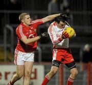13 March 2010; Paul Kerrigan, Cork, in action against Martin Swift, Tyrone. Allianz GAA Football National League, Division 1, Round 4, Tyrone v Cork, Healy Park, Omagh, Co. Tyrone. Picture credit: Oliver McVeigh / SPORTSFILE