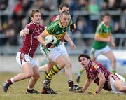 14 March 2010; Kieran Donaghy, Kerry, in action against Garry O'Donnell and Fintan Hanley, Galway. Allianz GAA Football National League, Division 1, Round 4, Galway v Kerry, Pearse Stadium, Galway. Picture credit: Ray Ryan / SPORTSFILE