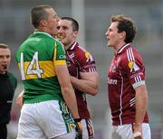 14 March 2010; Kieran Donaghy, Kerry, stands his ground agaist David Reilly and Diarmuid Blake, Galway. Allianz GAA Football National League, Division 1, Round 4, Galway v Kerry, Pearse Stadium, Galway. Picture credit: Ray Ryan / SPORTSFILE