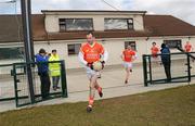 14 March 2010; Armagh captain Steven McDonnell leads his team onto the field. Allianz GAA Football National League, Division 2, Round 4, Armagh v Kildare, St Oliver Plunkett Park, Crossmaglen, Co. Armagh. Picture credit: Oliver McVeigh / SPORTSFILE