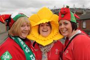 13 March 2010; Diane Turner, left, Rhiannon Lewis, and Faye Starkey, right, from Fishguard, Wales, on their way to the game. RBS Six Nations Rugby Championship, Ireland v Wales, Croke Park, Dublin. Picture credit: Ray McManus / SPORTSFILE