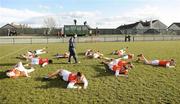 14 March 2010; Armagh fitness coach Mike McGurn and players during the team warm down. Allianz GAA Football National League, Division 2, Round 4, Armagh v Kildare, St Oliver Plunkett Park, Crossmaglen, Co. Armagh. Picture credit: Oliver McVeigh / SPORTSFILE