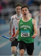 19 March 2016; Adam Dooley, Templemore A.C., Co. Tipperary, after winning the Boy's Under 19 4x200M Relay, at the GloHealth Indoor National Championships Juvenile Track & Field. AIT, Athlone, Co. Westmeath. Photo by Sportsfile