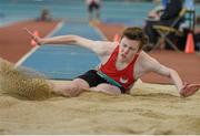 19 March 2016; Josh Armstrong, City of Lisburn A.C., competing in the Boy's Under 18 Triple Jump, during the GloHealth Indoor National Championships Juvenile Track & Field. AIT, Athlone, Co. Westmeath. Photo by Sportsfile