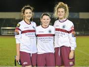 19 March 2016; Galway WFC goal scorers, from left, Keara Cormican, Lucy Hannon and Shauna Fox, pose for a picture after the game. Continental Tyres Women's National League, Shelbourne Ladies FC v Galway WFC. Morton Stadium, Santry. Picture credit: Sam Barnes / SPORTSFILE