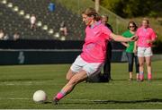 19 March 2016; Cora Staunton, Mayo and 2015 All Stars, scores the winning penalty in a penalty shoot out after the game. TG4 Ladies Football All-Star Tour, 2014 All Stars v 2015 All Stars. University of San Diego, Torero Stadium, San Diego, California, USA. Picture credit: Brendan Moran / SPORTSFILE