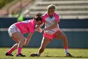 19 March 2016; Geraldine McLaughlin, Donegal and 2015 All Stars, in action against Brid Stack, Cork and 2014 All Stars. TG4 Ladies Football All-Star Tour, 2014 All Stars v 2015 All Stars. University of San Diego, Torero Stadium, San Diego, California, USA. Picture credit: Brendan Moran / SPORTSFILE