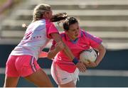 19 March 2016; Geraldine McLaughlin, Donegal and 2015 All Stars, in action against Brid Stack, Cork and 2014 All Stars. TG4 Ladies Football All-Star Tour, 2014 All Stars v 2015 All Stars. University of San Diego, Torero Stadium, San Diego, California, USA. Picture credit: Brendan Moran / SPORTSFILE