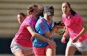 19 March 2016; Ciamh Dollard, Laois and 2014 All Stars, in action against Annie Walsh, Cork and 2015 All Stars. TG4 Ladies Football All-Star Tour, 2014 All Stars v 2015 All Stars. University of San Diego, Torero Stadium, San Diego, California, USA. Picture credit: Brendan Moran / SPORTSFILE