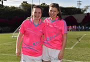 19 March 2016; Donegal Ladies Football All Stars, from left, Geraldine McLaughlin and Ciara Hegarty after the game. TG4 Ladies Football All-Star Tour, 2014 All Stars v 2015 All Stars. University of San Diego, Torero Stadium, San Diego, California, USA. Picture credit: Brendan Moran / SPORTSFILE