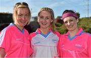 19 March 2016; Galway Ladies Football All Stars, from left, Tracey Leonard, Sinead Burke and Geraldine Conneally after the game. TG4 Ladies Football All-Star Tour, 2014 All Stars v 2015 All Stars. University of San Diego, Torero Stadium, San Diego, California, USA. Picture credit: Brendan Moran / SPORTSFILE