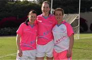 19 March 2016; Ladies Football All Stars, from left, Linda Wall, Waterford, Aine Tighe, Leitrim, and Aileen Pyers, Down, after the game. TG4 Ladies Football All-Star Tour, 2014 All Stars v 2015 All Stars. University of San Diego, Torero Stadium, San Diego, California, USA. Picture credit: Brendan Moran / SPORTSFILE