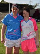19 March 2016; Monaghan Ladies Football All Stars, from left, Linda Martin and Cora Courtney after the game. TG4 Ladies Football All-Star Tour, 2014 All Stars v 2015 All Stars. University of San Diego, Torero Stadium, San Diego, California, USA. Picture credit: Brendan Moran / SPORTSFILE