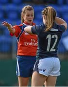 20 March 2016; Referee Sherry Trumbull talks to Scotland's Lisa Martin. Women's Six Nations Rugby Championship, Ireland v Scotland. Donnybrook Stadium, Donnybrook, Dublin. Picture credit: Seb Daly / SPORTSFILE