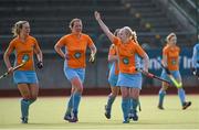 20 March 2016; Chloe Brown, right, Ards, celebrates after scoring her side's first goal. Irish Senior Women's Cup Final, Ards v Ulster Elks, National Hockey Stadium, UCD, Belfield, Dublin. Photo by Sportsfile