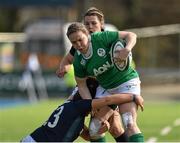 20 March 2016; Niamh Briggs, Ireland, is tackled by Lisa Thomson, Scotland. Women's Six Nations Rugby Championship, Ireland v Scotland. Donnybrook Stadium, Donnybrook, Dublin. Picture credit: Seb Daly / SPORTSFILE