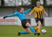 20 March 2016; Aine O'Gorman, UCD Waves, shoots to score her hat-trick and her side's third goal against Jenny O'Keefe,  Kilkenny United WFC. Continental Tyres Women's National League, Kilkenny United WFC v UCD Waves, Buckley Park, Kilkenny. Picture credit: David Maher / SPORTSFILE