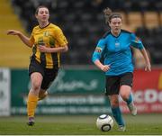 20 March 2016; Jetta Berrill, UCD Waves, in action against Laura Hallissey, Kilkenny United WFC. Continental Tyres Women's National League, Kilkenny United WFC v UCD Waves, Buckley Park, Kilkenny. Picture credit: David Maher / SPORTSFILE