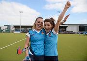 20 March 2016; Robyn Chambers, left, and Dawn Axon, Ulster Elks, celebrate after the game. Irish Senior Women's Cup Final, Ards v Ulster Elks, National Hockey Stadium, UCD, Belfield, Dublin. Photo by Sportsfile