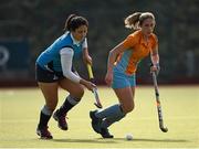 20 March 2016; Anna Kozniuk, Ulster Elks, in action against Naomi Grundie, Ards. Irish Senior Women's Cup Final, Ards v Ulster Elks, National Hockey Stadium, UCD, Belfield, Dublin. Photo by Sportsfile