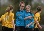 20 March 2016; Karen Duggan, left, UCD Waves, celebrates her side's fourth goal with team-mate Eleanor Ryan Doyle. Continental Tyres Women's National League, Kilkenny United WFC v UCD Waves, Buckley Park, Kilkenny. Picture credit: David Maher / SPORTSFILE