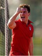 20 March 2016; David Carson, Monkstown, celebrates after scoring his side's first goal. Irish Senior Men's Cup Final, Lisnagarvey v Monkstown, National Hockey Stadium, UCD, Belfield, Dublin. Photo by Sportsfile