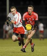 13 March 2010; Patrick Kelly, Cork, in action against Aidan Cassidy, Tyrone. Allianz GAA Football National League, Division 1, Round 4, Tyrone v Cork, Healy Park, Omagh, Co. Tyrone. Picture credit: Oliver McVeigh / SPORTSFILE