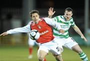 16 March 2010; Ryan Guy, St Patrick's Athletic, in action against Pat Flynn, Shamrock Rovers. Airtricity League Premier Division, Shamrock Rovers v St Patrick's Athletic, Tallaght Stadium, Tallaght, Dublin. Picture credit: David Maher / SPORTSFILE