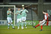 16 March 2010; Ian Birmingham, St Patrick's Athletic, shoots a free kick over the Shamrock Rovers wall to score his side's first goal. Airtricity League Premier Division, Shamrock Rovers v St Patrick's Athletic, Tallaght Stadium, Tallaght, Dublin. Picture credit: David Maher / SPORTSFILE