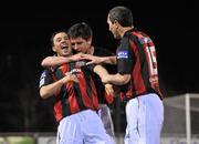 16 March 2010; Bohemians' Rafaelle Cretaro, left, celebrates with team-mates, Killian Brennan, and Jason Byrne, right, after scoring his side's second goal. Airtricity League Premier Division, UCD v Bohemians, UCD Bowl, Belfield, Dublin. Picture credit: Brian Lawless / SPORTSFILE
