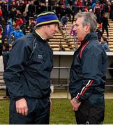 20 March 2016; The Tipperary manager Michael Ryan, and the Cork manager, right, Kieran Kingston in conversation after the game. Allianz Hurling League, Division 1A, Round 5, Tipperary v Cork, Semple Stadium, Thurles, Co. Tipperary. Picture credit: Ray McManus / SPORTSFILE
