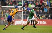 20 March 2016; Diarmaid Byrnes, Limerick, in action against Bobby Duggan, Clare. Allianz Hurling League, Division 1B, Round 5, Clare v Limerick. Cusack Park, Ennis, Co. Clare. Picture credit: Diarmuid Greene / SPORTSFILE