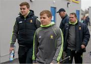 20 March 2016; Clare players Tony Kelly, left, and Padraic Collins arrive for the game followed by manager Davy Fitzgerald. Allianz Hurling League, Division 1B, Round 5, Clare v Limerick. Cusack Park, Ennis, Co. Clare. Picture credit: Diarmuid Greene / SPORTSFILE