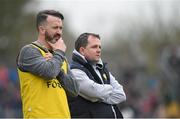 20 March 2016; Clare selector Donal Og Cusack, left, and manager Davy Fitzgerald during the final moments of the game. Allianz Hurling League, Division 1B, Round 5, Clare v Limerick. Cusack Park, Ennis, Co. Clare. Picture credit: Diarmuid Greene / SPORTSFILE